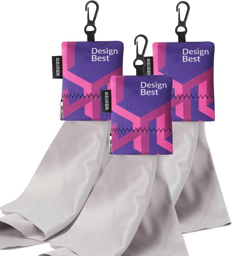 SEIBER Eyeglass Cleaning Microfiber Cloth,7 x 7 inch Glasses Cloth for Sunglasses,Laptops, Cameras,Screen- with Neoprene Pouch,Self-Closing Bottom(3PCS,Purple) - Image 1